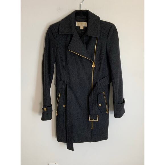 Michael Kors grey belted wool coat size PS - Picture 1 of 6